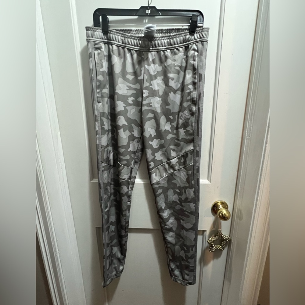 Gray camo adidas athletic pants